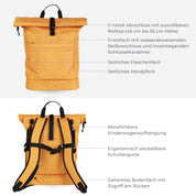 Wickelrucksack Hugo - senfgelb